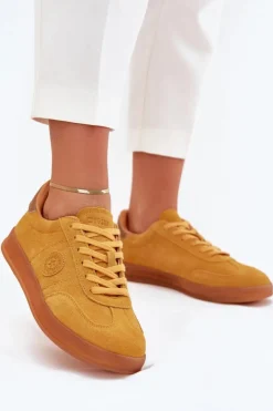 Damskie Big Star Shoes Zamszowe Sneakersy Damskie Big Star RR274846 HI-POLY SYSTEM Żółte