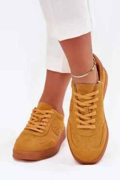 Damskie Big Star Shoes Zamszowe Sneakersy Damskie Big Star RR274846 HI-POLY SYSTEM Żółte