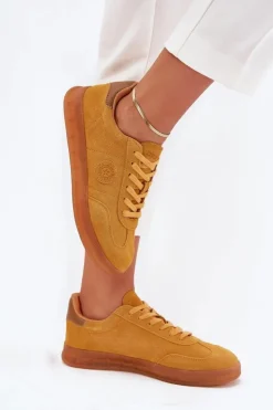 Damskie Big Star Shoes Zamszowe Sneakersy Damskie Big Star RR274846 HI-POLY SYSTEM Żółte