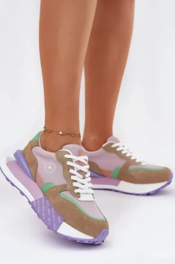 Big Star Shoes Zamszowe Sneakersy Damskie Na Platformie Big Star RR274815 HI-POLY SYSTEM Różowe