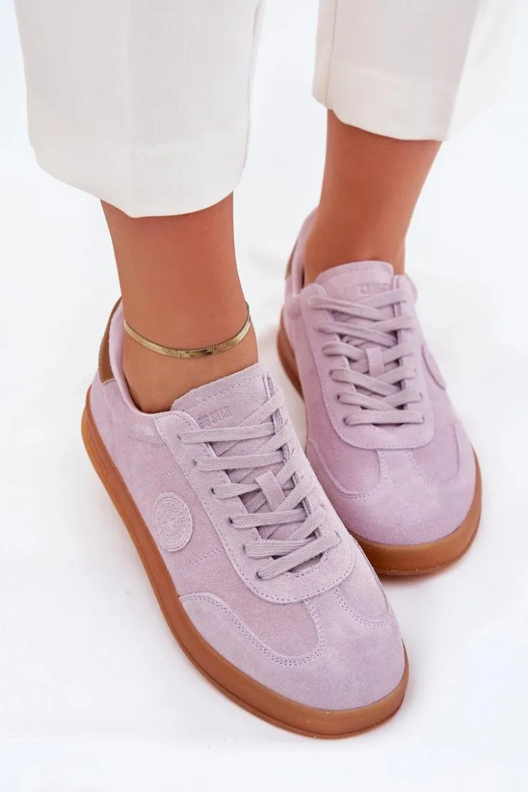 Outlet Big Star Shoes Zamszowe Sneakersy Damskie Big Star RR274850 HI-POLY SYSTEM Fioletowe