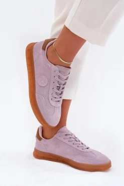 Outlet Big Star Shoes Zamszowe Sneakersy Damskie Big Star RR274850 HI-POLY SYSTEM Fioletowe