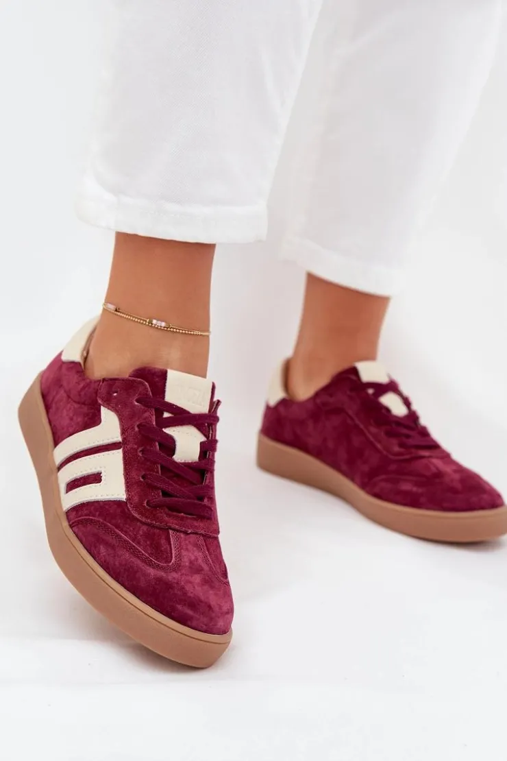 Damskie Buty damskie Vinceza Zamszowe Sneakersy Damskie Vinceza 79557 Bordowe