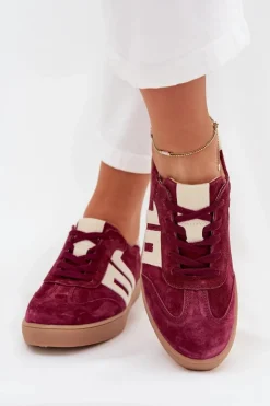 Damskie Buty damskie Vinceza Zamszowe Sneakersy Damskie Vinceza 79557 Bordowe