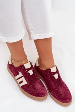 Damskie Buty damskie Vinceza Zamszowe Sneakersy Damskie Vinceza 79557 Bordowe