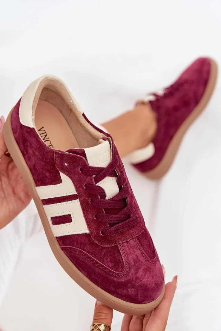 Damskie Buty damskie Vinceza Zamszowe Sneakersy Damskie Vinceza 79557 Bordowe