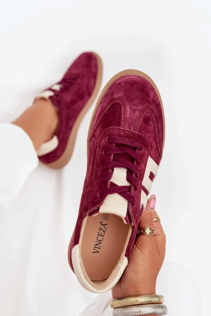 Damskie Buty damskie Vinceza Zamszowe Sneakersy Damskie Vinceza 79557 Bordowe
