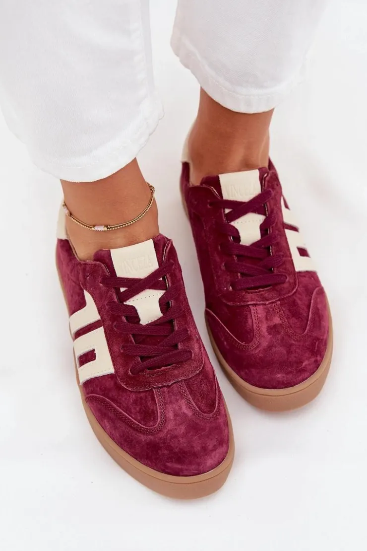 Damskie Buty damskie Vinceza Zamszowe Sneakersy Damskie Vinceza 79557 Bordowe