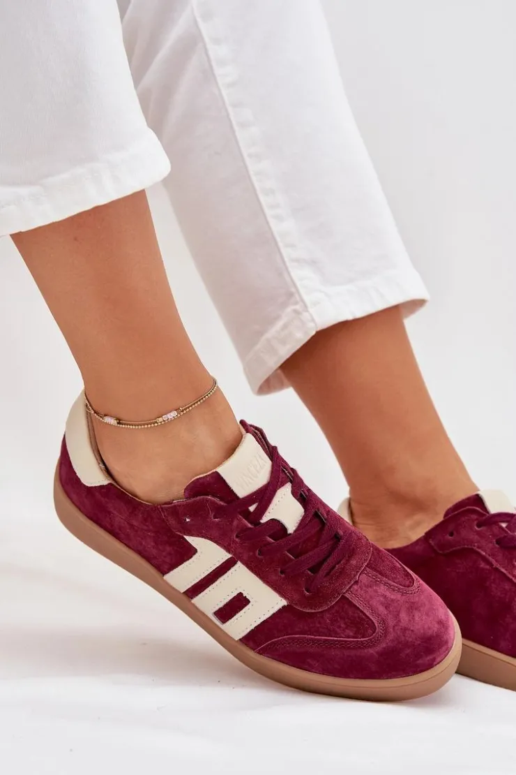 Damskie Buty damskie Vinceza Zamszowe Sneakersy Damskie Vinceza 79557 Bordowe