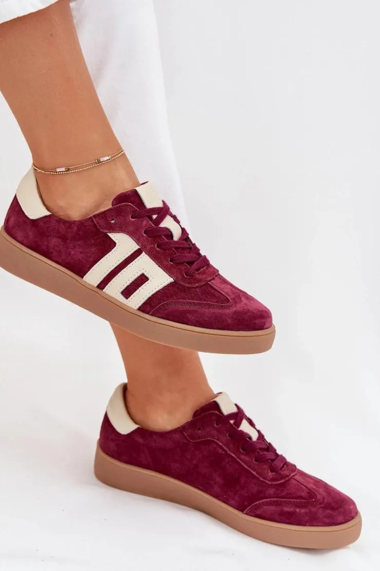 Damskie Buty damskie Vinceza Zamszowe Sneakersy Damskie Vinceza 79557 Bordowe