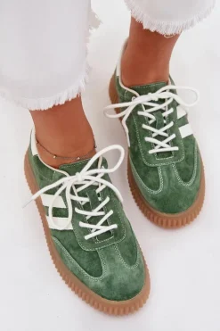 Hot Boto Zamszowe Sneakersy Damskie Na Platformie Zielone Marisae Zielony