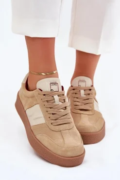 Damskie Daniel Lopez Just Dare Zamszowe Sneakersy Damskie SS2D4022 Beżowe