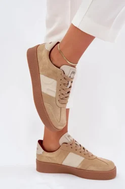 Damskie Daniel Lopez Just Dare Zamszowe Sneakersy Damskie SS2D4022 Beżowe
