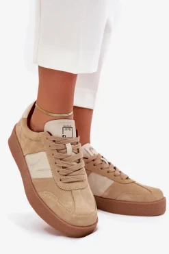 Damskie Daniel Lopez Just Dare Zamszowe Sneakersy Damskie SS2D4022 Beżowe