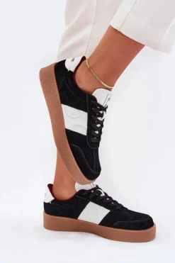 Daniel Lopez Just Dare Buty Sportowe Na Platformie|Sneakersy Damskie*Zamszowe Sneakersy Damskie SS2D4021 Czarne Czarny