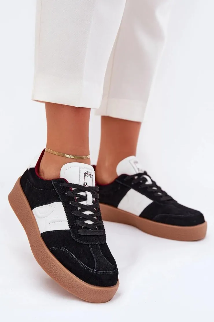 Daniel Lopez Just Dare Buty Sportowe Na Platformie|Sneakersy Damskie*Zamszowe Sneakersy Damskie SS2D4021 Czarne Czarny