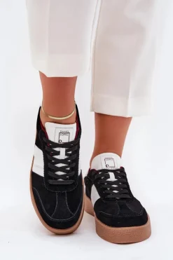 Daniel Lopez Just Dare Buty Sportowe Na Platformie|Sneakersy Damskie*Zamszowe Sneakersy Damskie SS2D4021 Czarne Czarny