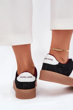 Daniel Lopez Just Dare Buty Sportowe Na Platformie|Sneakersy Damskie*Zamszowe Sneakersy Damskie SS2D4021 Czarne Czarny