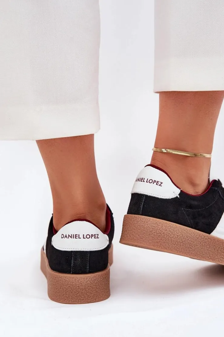 Daniel Lopez Just Dare Buty Sportowe Na Platformie|Sneakersy Damskie*Zamszowe Sneakersy Damskie SS2D4021 Czarne Czarny