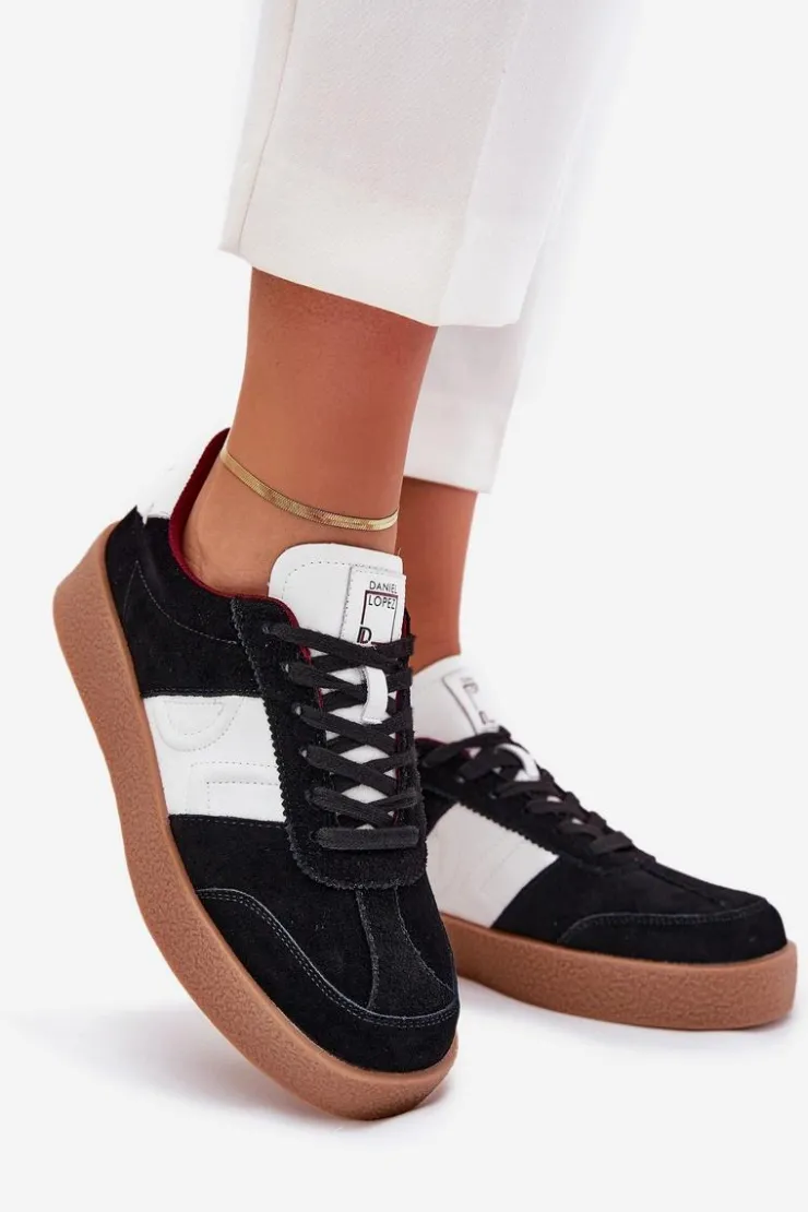 Daniel Lopez Just Dare Buty Sportowe Na Platformie|Sneakersy Damskie*Zamszowe Sneakersy Damskie SS2D4021 Czarne Czarny
