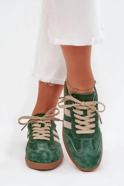Damskie Boto Zamszowe Sneakersy Damskie Zielone Sirella