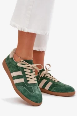 Damskie Boto Zamszowe Sneakersy Damskie Zielone Sirella