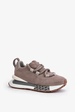 Damskie Boto Zamszowe Sneakersy Damskie Na Platformie Z Grubym Sznurowaniem Artiker 54C1463 Szare