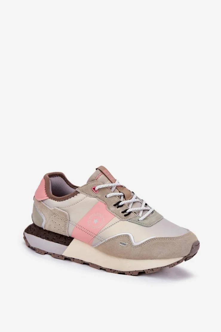 Big Star Shoes Buty Sportowe Big Star|Sneakersy Damskie*Zamszowe Sneakersy Damskie Big Star RR274243 HI-POLY SYSTEM Szaro-Różowe