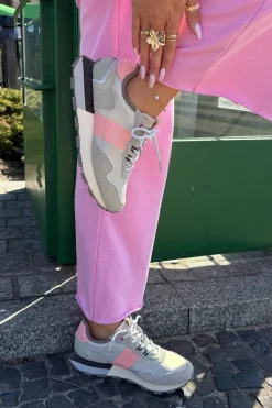 Big Star Shoes Buty Sportowe Big Star|Sneakersy Damskie*Zamszowe Sneakersy Damskie Big Star RR274243 HI-POLY SYSTEM Szaro-Różowe