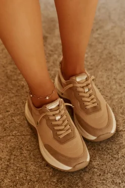 Damskie Big Star Shoes Zamszowe Sneakersy Damskie Na Platformie Big Star RR274A345 HI-POLY SYSTEM Ciemnobeżowe