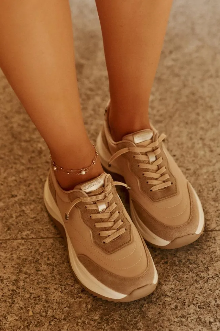 Damskie Big Star Shoes Zamszowe Sneakersy Damskie Na Platformie Big Star RR274A345 HI-POLY SYSTEM Ciemnobeżowe