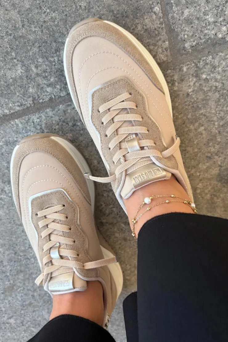 Damskie Big Star Shoes Zamszowe Sneakersy Damskie Na Platformie Big Star RR274A345 HI-POLY SYSTEM Ciemnobeżowe