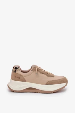 Damskie Big Star Shoes Zamszowe Sneakersy Damskie Na Platformie Big Star RR274A345 HI-POLY SYSTEM Ciemnobeżowe