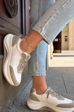 Sale Big Star Shoes Zamszowe Sneakersy Damskie Na Platformie Big Star RR274A344 HI-POLY SYSTEM Beżowe Beżowy