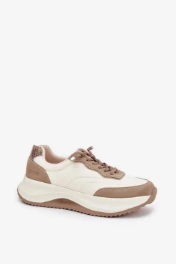 Sale Big Star Shoes Zamszowe Sneakersy Damskie Na Platformie Big Star RR274A344 HI-POLY SYSTEM Beżowe Beżowy