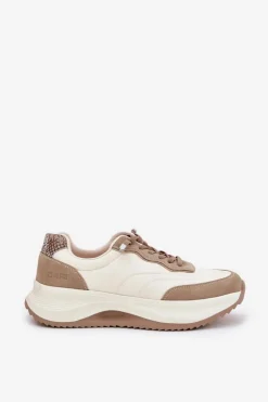 Sale Big Star Shoes Zamszowe Sneakersy Damskie Na Platformie Big Star RR274A344 HI-POLY SYSTEM Beżowe Beżowy