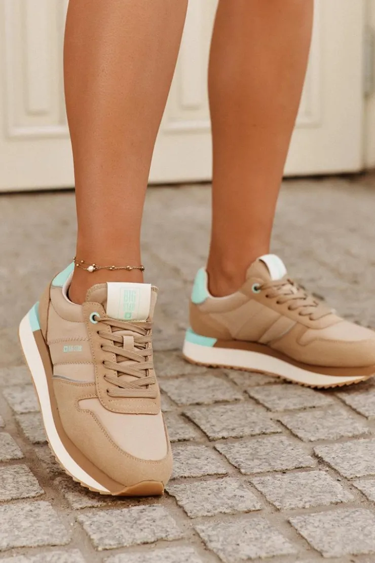 Online Big Star Shoes Zamszowe Sneakersy Damskie Big Star RR274A048 HI-POLY SYSTEM Ciemnobeżowe Beżowy