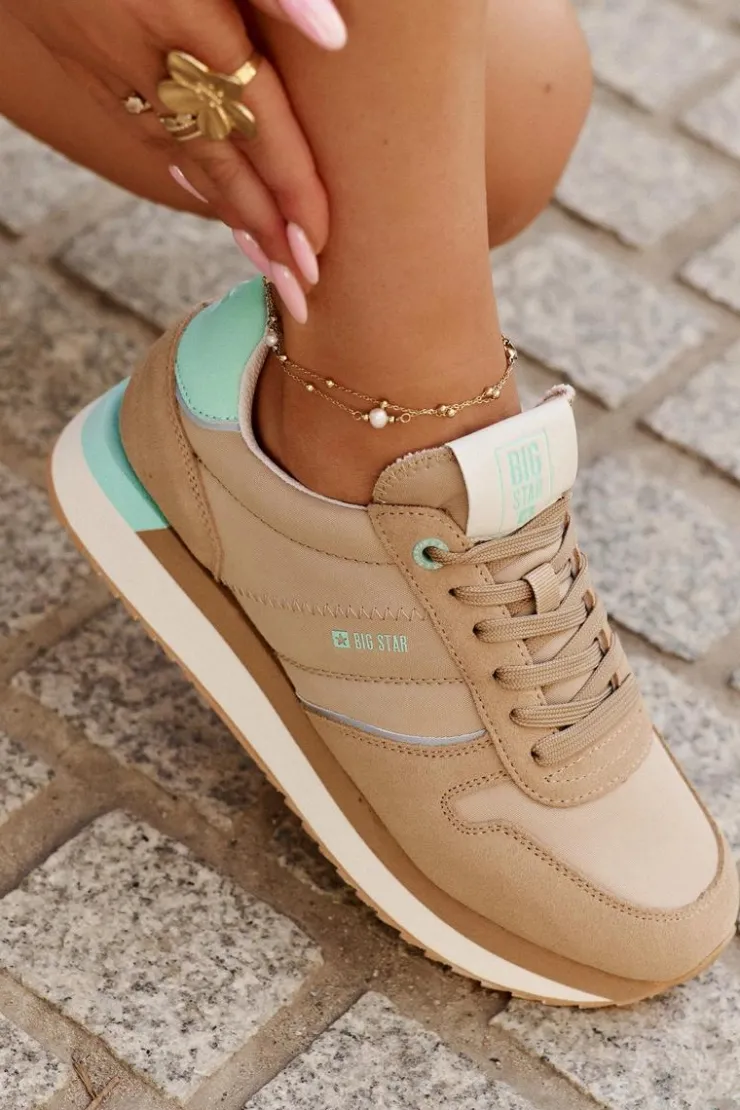 Online Big Star Shoes Zamszowe Sneakersy Damskie Big Star RR274A048 HI-POLY SYSTEM Ciemnobeżowe Beżowy