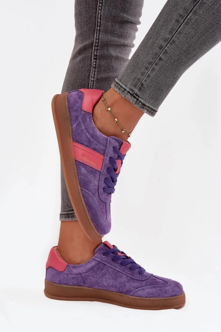Buty damskie Vinceza Sneakersy Damskie*Zamszowe Sneakersy Damskie Vinceza 79576 Fioletowe Fioletowy