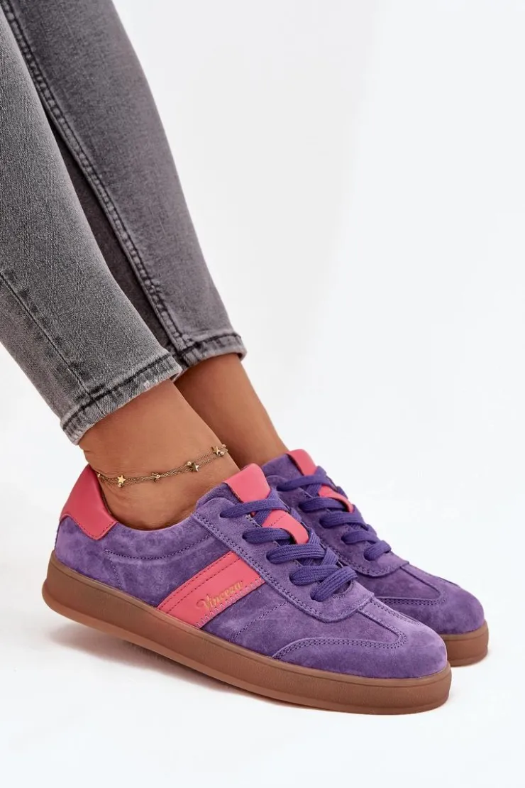 Buty damskie Vinceza Sneakersy Damskie*Zamszowe Sneakersy Damskie Vinceza 79576 Fioletowe Fioletowy