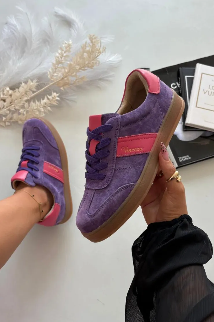 Buty damskie Vinceza Sneakersy Damskie*Zamszowe Sneakersy Damskie Vinceza 79576 Fioletowe Fioletowy