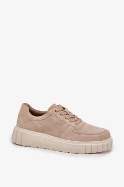 Online Evento Zamszowe Sneakersy Damskie Na Platformie Beżowe Rilwena