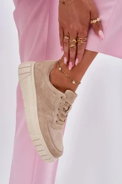 Online Evento Zamszowe Sneakersy Damskie Na Platformie Beżowe Rilwena