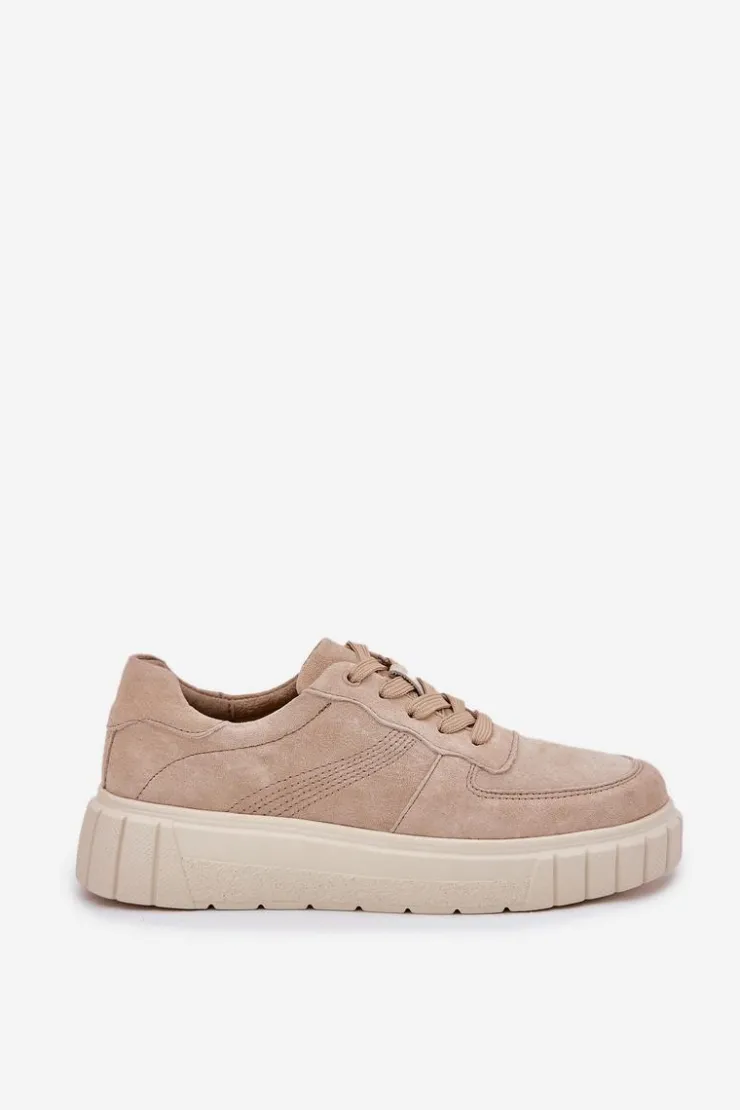 Online Evento Zamszowe Sneakersy Damskie Na Platformie Beżowe Rilwena