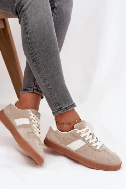 New Buty damskie Vinceza Zamszowe Sneakersy Damskie Vinceza 14029 Beżowe Beżowy