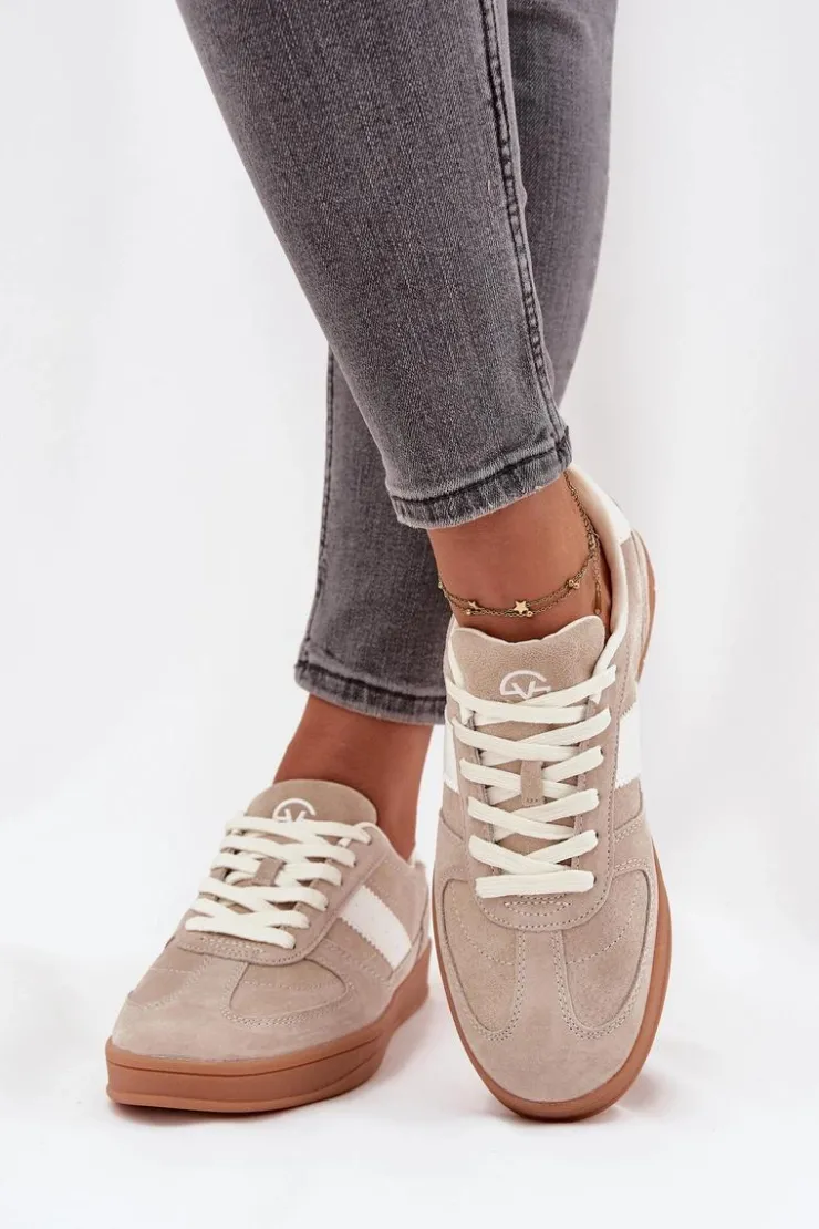 New Buty damskie Vinceza Zamszowe Sneakersy Damskie Vinceza 14029 Beżowe Beżowy