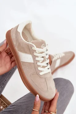 New Buty damskie Vinceza Zamszowe Sneakersy Damskie Vinceza 14029 Beżowe Beżowy