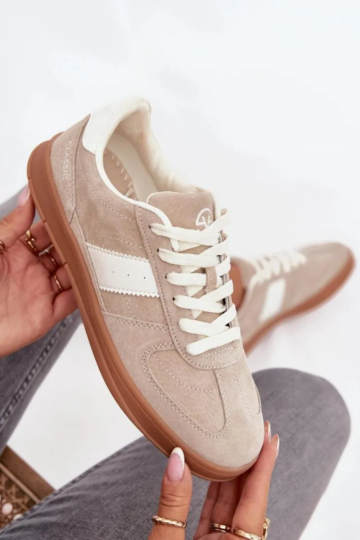 New Buty damskie Vinceza Zamszowe Sneakersy Damskie Vinceza 14029 Beżowe Beżowy