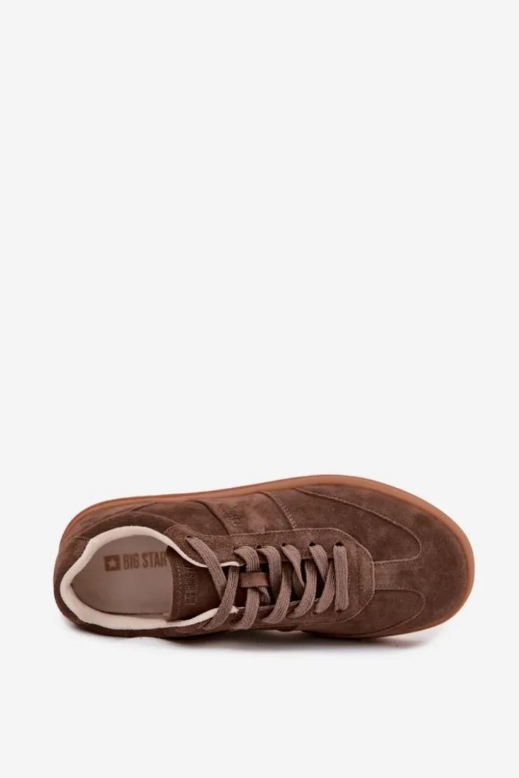 Damskie Big Star Shoes Zamszowe Sneakersy Damskie Big Star SS274676 HI-POLY SYSTEM Brązowe