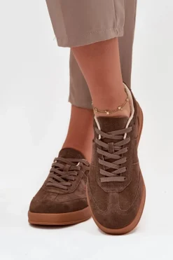 Damskie Big Star Shoes Zamszowe Sneakersy Damskie Big Star SS274676 HI-POLY SYSTEM Brązowe